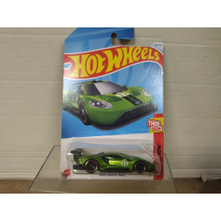 FORD GT 2016 RACE GREEN 7/10 THEN NOW 1:64 HOT WHEELS LONG CARD