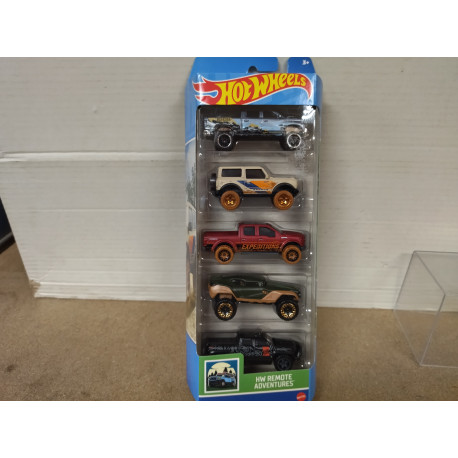 PACK 5 CARS REMOTE ADVENTURES 1:64 HOT WHEELS
