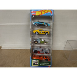PACK 5 CARS HW RETRO RACERS 1:64 HOT WHEELS
