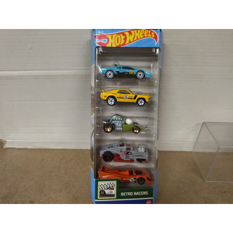 PACK 5 CARS HW RETRO RACERS 1:64 HOT WHEELS