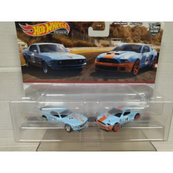 FORD MUSTANG BOSS 1969 & CUSTOM 2014 PACK GULF 1:64 HOT WHEELS PREMIUM