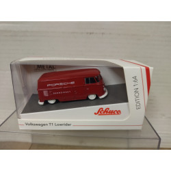 VOLKSWAGEN T1 LOWRIDER RENNDIENST PORSCHE RED 1:64 SCHUCO