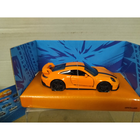 PORSCHE 911 GT3 ORANGE 1:43 HOT WHEELS PULL-BACK