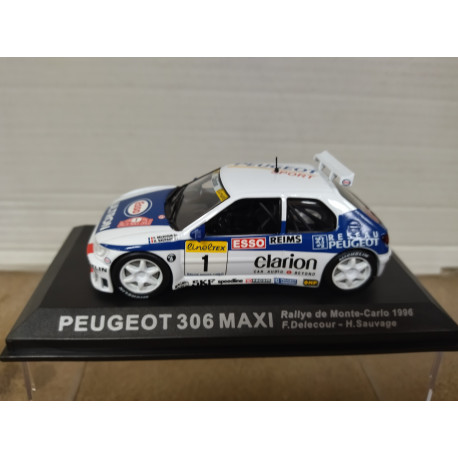 PEUGEOT 306 MAXI 1996 RALLY MONTE CARLO DELECOUR 1:43 ALTAYA IXO HARD BOX
