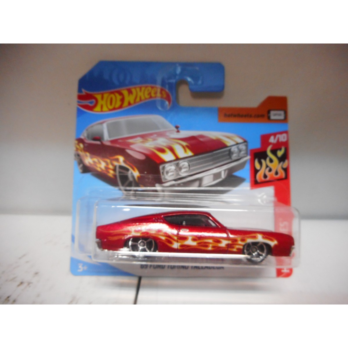 Hot Wheels Flames Series 4/10 '69 Ford Torino Talladega – 1:64 Scale Die-Cast Car (White) - View #8