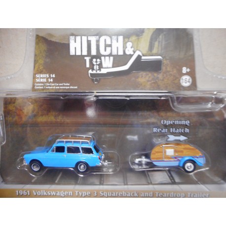 VOLKSWAGEN TYP 3 1600 SQUAREBACK/VARIANT 1961 & TRAILER 1:64 GREENLIGHT
