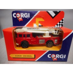 SIMON SNORKEL FIRE ENGINE/FEUE/POMPIERS/BOMBEROS 1:64 CORGI JUNIOR MIB VINTAGE