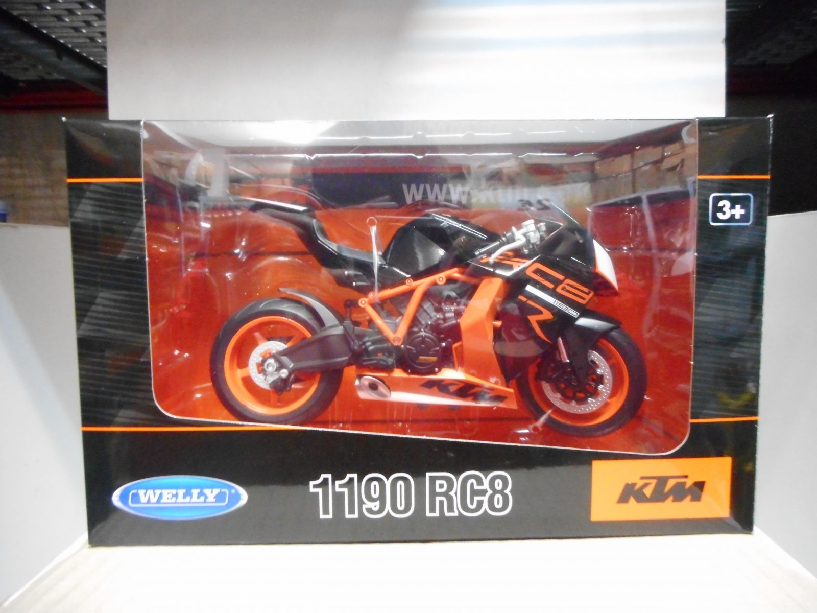 Welly per KTM 1190 RC8R BLACK//ORANGE 1:10 Die Cast Moto Modellismo