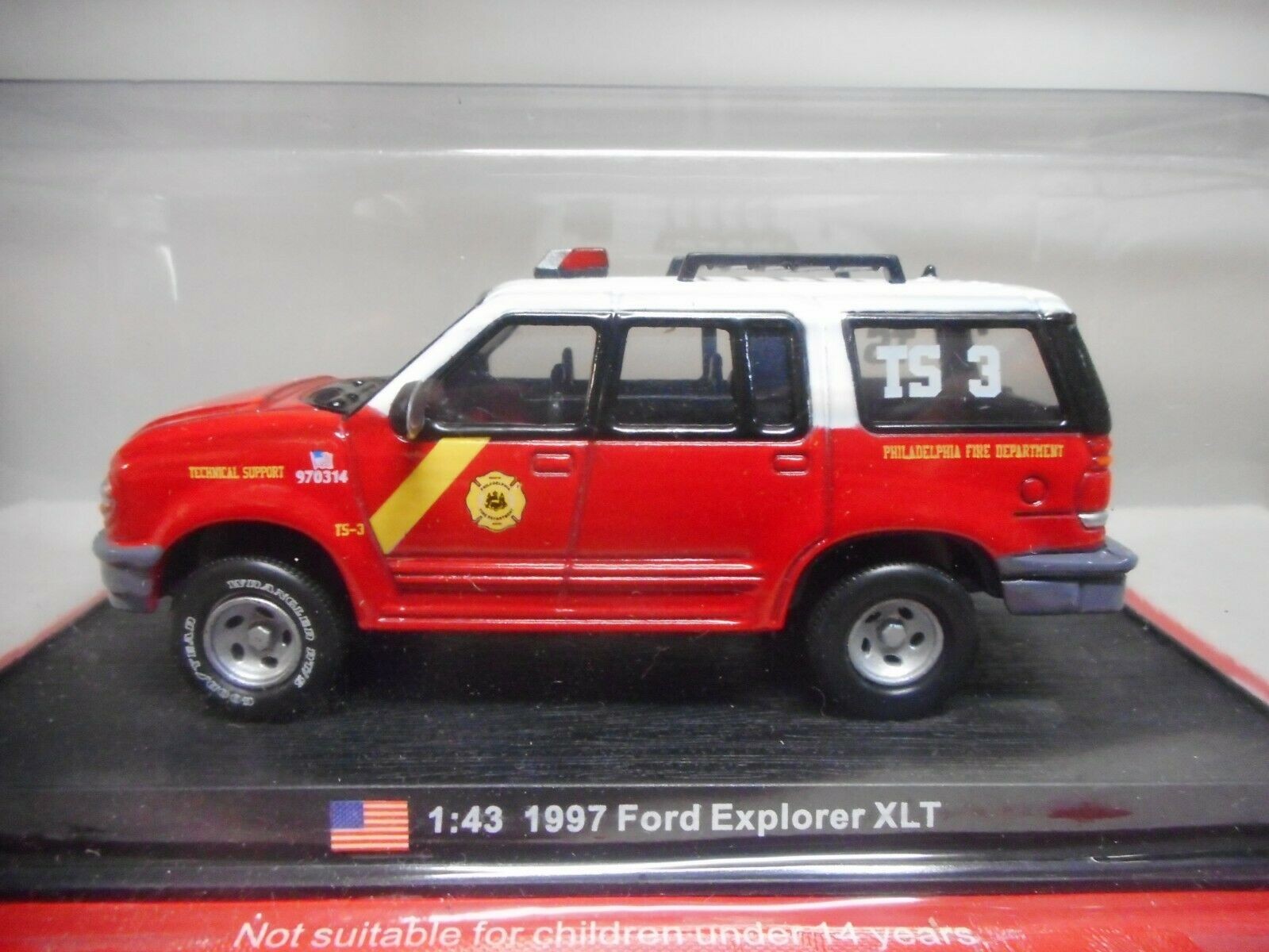 Miniature Del Prado 1/43 - 1997 Ford Explorer Philadelphia FD - Rouge/blanc - Diecast