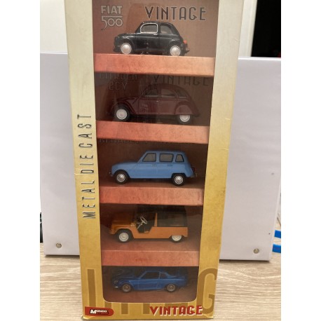 SET VINTAGE CARS (FIAT/RENAULT/CITROEN/ALPINE) 1:43 MONDO MOTORS USADO
