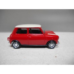 AUSTIN MORRIS MINI RED/WHITE 1960 1:43 SOLIDO HACHETTE/SALVAT USADO/EX PRIVADO