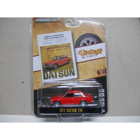 DATSUN 510 1972 RED VINTAGE AD CARS 1:64 GREENLIGHT