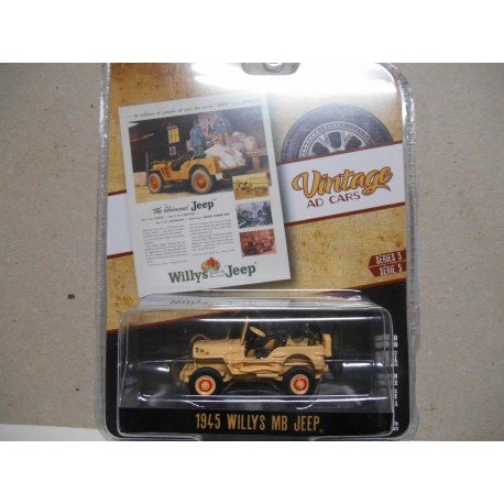 WILLYS MB JEEP 1945 VINTAGE AD CARS 1:64 GREENLIGHT