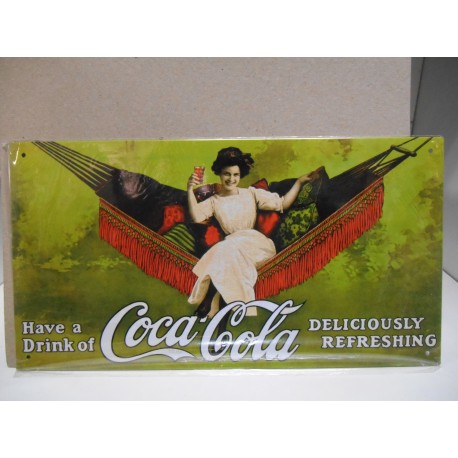 PLACA/PLAQUE/PLATE METAL DECORACION " HAVE A DRINK OF COCA-COLA " 30m x 16cm