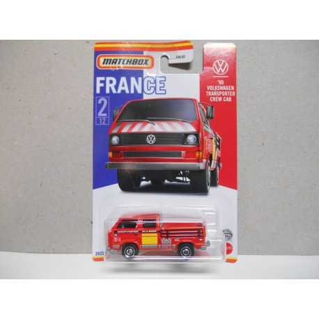 MATCHBOX CARS BEST OF FRANCE 2/12 VOLKSWAGEN T3 FIRE/BOMBEROS CREW CAB 1:64