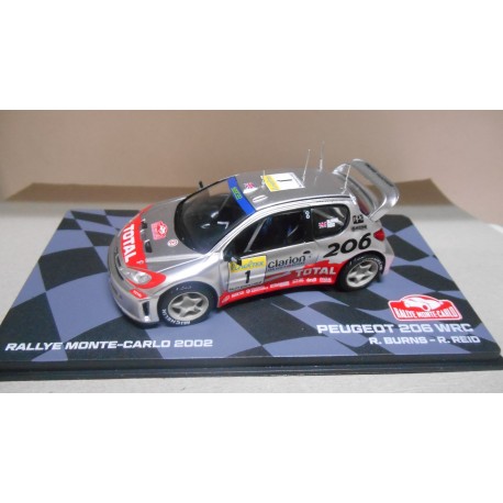 PEUGEOT 206 WRC RALLY MONTE CARLO 2002 R.BURNS 1:43 EAGLEMOSS IXO