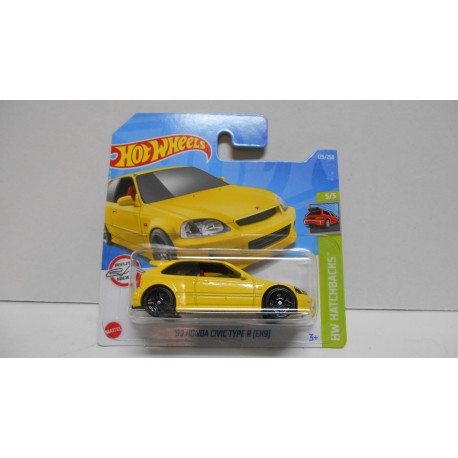 HONDA CIVIC TYPE R EK9 1999 YELLOW 5/5 HATCHBACKS 1:64 HOT WHEELS