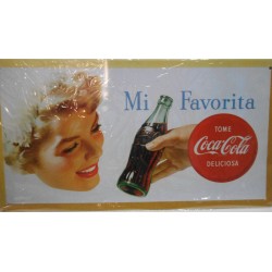 PLACA/PLAQUE/PLATE METAL DECORACION " MI FAVORITA COCA-COLA " 30cm x 16cm