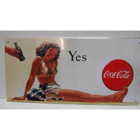 PLACA/PLAQUE/PLATE METAL DECORACION " YES COCA-COLA " 32cm x 15cm