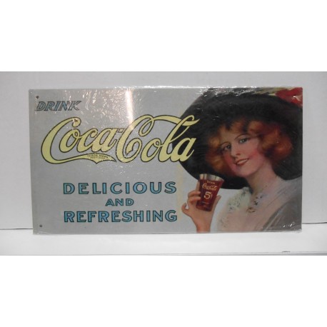 PLACA/PLAQUE/PLATE METAL DECORACION " DELICIOUS AND REFRESHING COCA-COLA " 30cm x 16cm