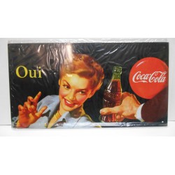 PLACA/PLAQUE/PLATE METAL DECORACION " OUI COCA-COLA " 30cm x 16cm