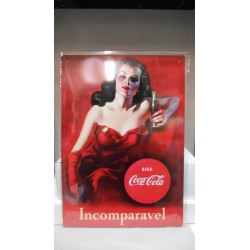 PLACA/PLAQUE/PLATE METAL DECORACION " INCOMPARAVLE COCA-COLA " 34cm x 24'5cm