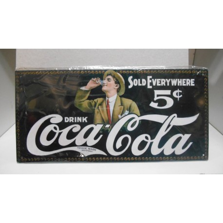 PLACA/PLAQUE/PLATE METAL DECORACION " SOLD EVERYWHERE COCA-COLA " 31'5cm x 15cm