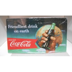 PLACA/PLAQUE/PLATE METAL DECORACION " FRIENDLIEST DRINK ON EARTH COCA-COLA " 21cm x 16'5cm