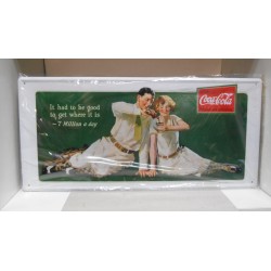 PLACA/PLAQUE/PLATE METAL DECORACION " 7 MILLION A DAY COCA-COLA " 45cm x 21cm