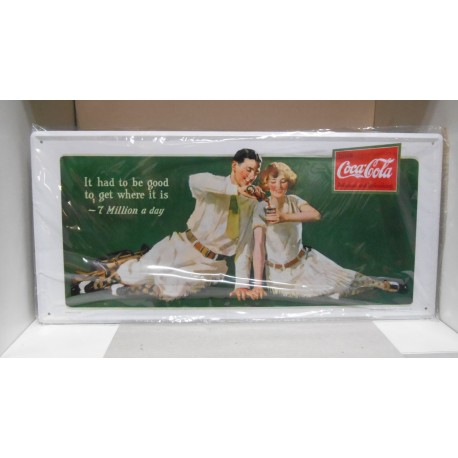 PLACA/PLAQUE/PLATE METAL DECORACION " 7 MILLION A DAY COCA-COLA " 45cm x 21cm