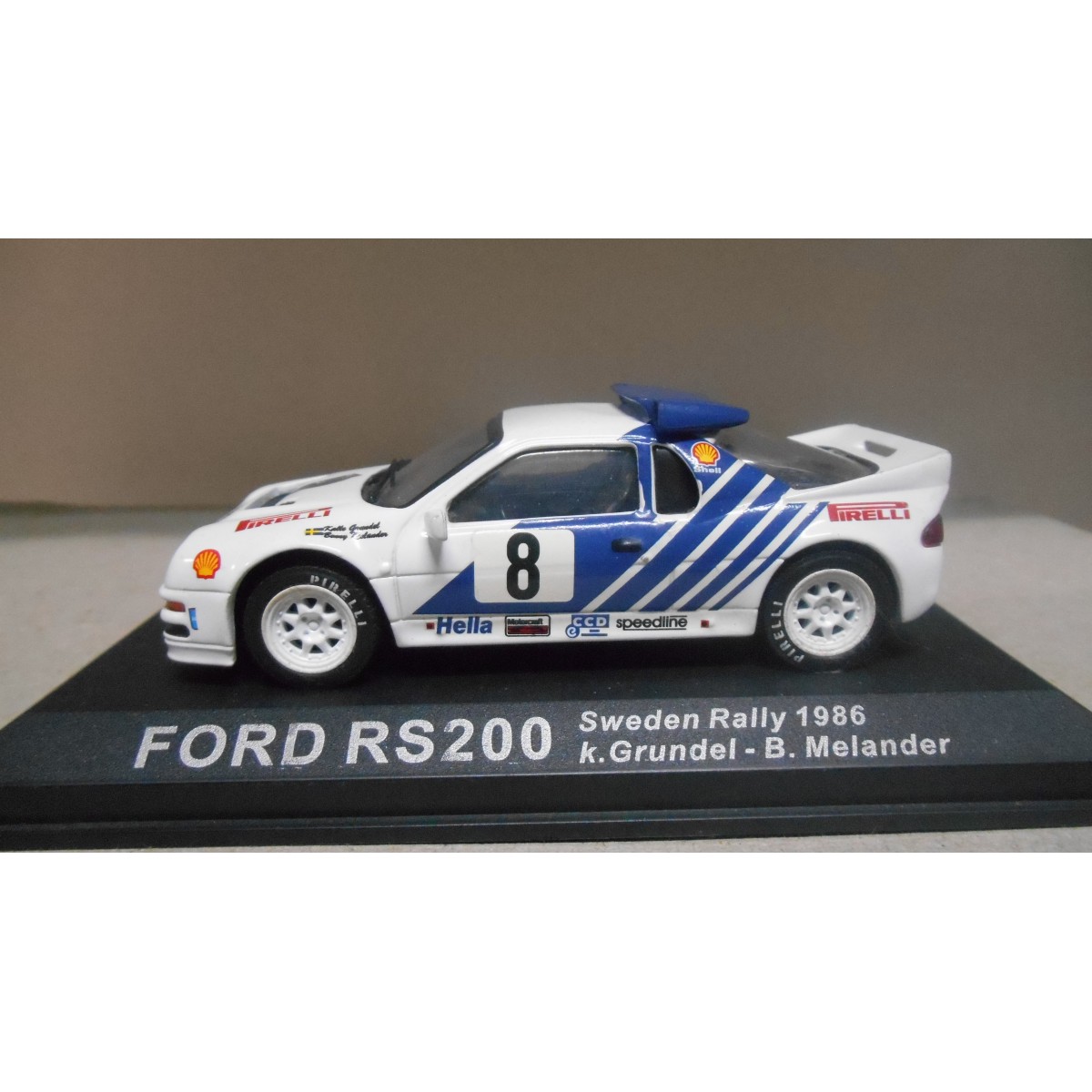 FORD RS200 RALLY SWEDEN 1986 GRUNDEL 1:43 ALTAYA IXO - BCN STOCK CARS