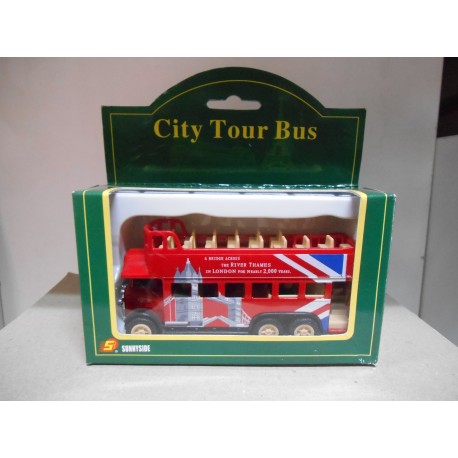 CITY TOUR AUTOBUS DOUBLE DECKER LONDON SUNNYSIDE PULL BACK ACTION DIECAST