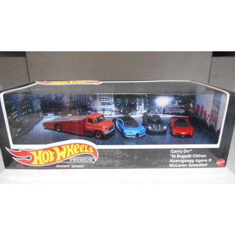 SUPERCARS CHIRON/SPEEDTAIL/AGERA/CARRY ON 1:64 HOT WHEELS PREMIUM SET