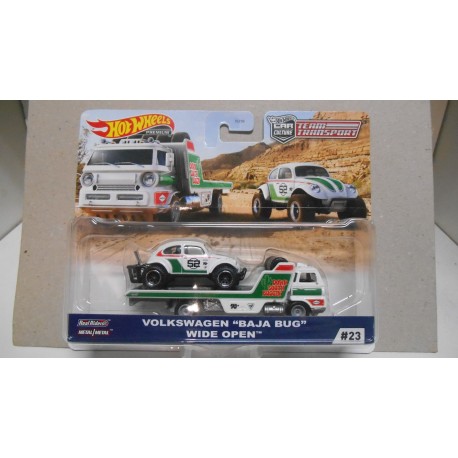 VOLKSWAGEN BEETLE BAJA BUG WIDE OPEN TEAM TRANSPORT 23 1:64 HOT WHEELS
