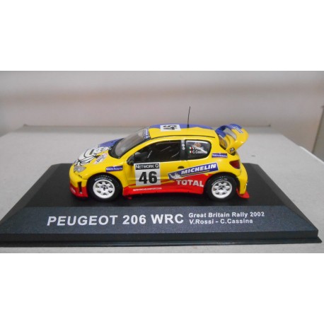 PEUGEOT 206 WRC RALLY GREAT BRITAIN 2002 VALENTINO ROSSI 1:43 ALTAYA IXO