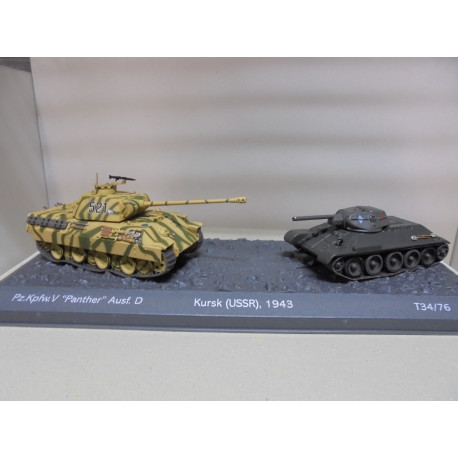 PANZER V PANTHER + T-34/76 1943 KURSK WW2 1:43 SALVAT IXO DEFECT/URNA ROTA/V FOTO