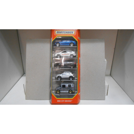 MBX CITY DRIVERS 5-PACK VEHICLES ASSORT ( FIAT 500 ) 1:64 MATCHBOX