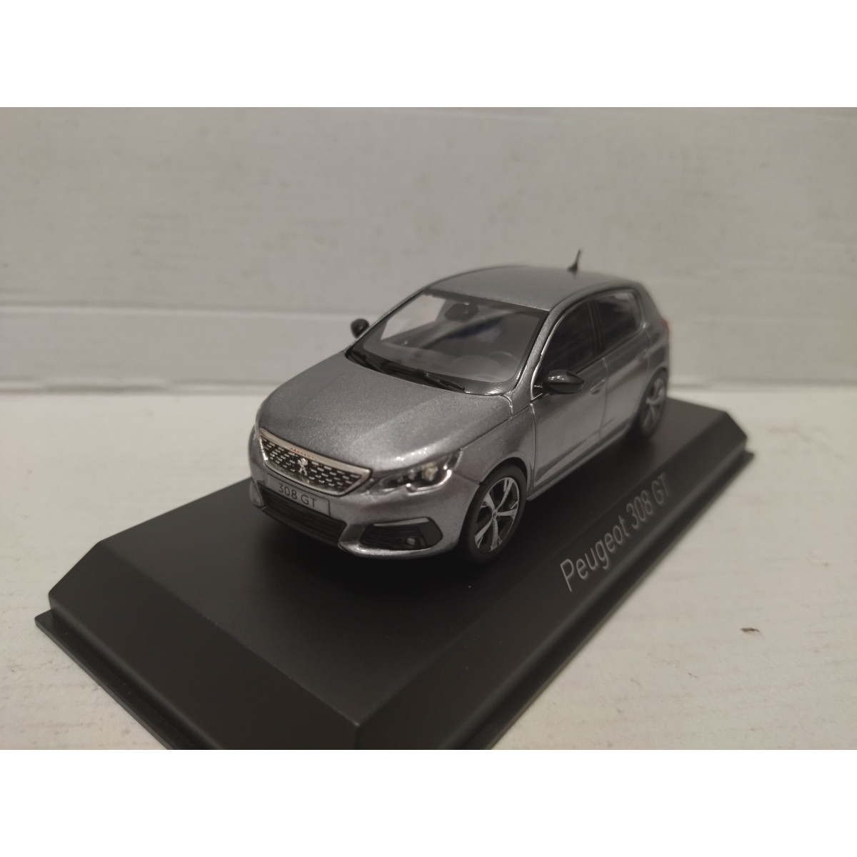 Peugeot 308 Berline Gris Métal Norev 1/43 - Miniature Collection Boîte Abîmée