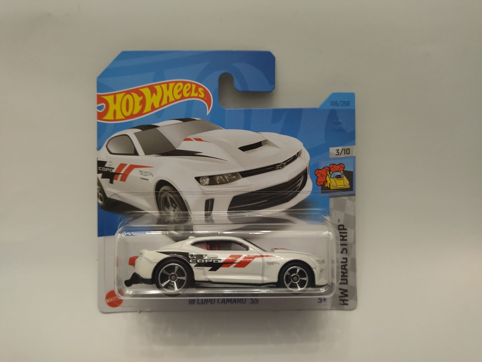 CHEVROLET CAMARO 2018 COPO SS WHITE 3/10 DRAG STRIP 1:64 HOT