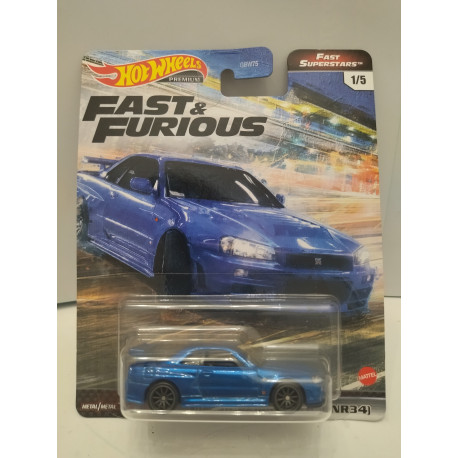 NISSAN SKYLINE GTR BNR-34 FAST & FURIOUS 1/5 SUPERSTARS 1:64 HOT WHEELS PREMIUM