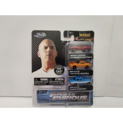 FAST & FURIOUS 3 CARS SET DOM´S & BRIAN´S NANO HOLLYWOOD RIDES 1:87 APROX JADA