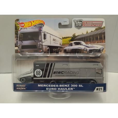 MERCEDES-BENZ 300 SL + EURO HAULER TEAM TRANSPORT n21 1:64 HOT WHEELS PREMIUM